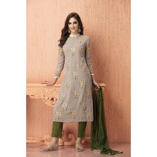 CTL-106 GREY AND GREEN GEORGETTE AND CHIFFON READY TO WEAR SUIT